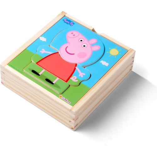 ERYI-109265707 Peppa Pig Puzzle  Habiller, Multicolore En Bois Certifi Fsc 14 Pices, 4 X 13 X 14 Cm,  Partir De 2 Ans