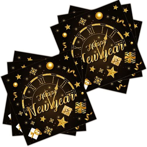 Eryi-20 Serviette Papier New Year - 3 Plis (33 X 33 Cm) Serviettes Nouvel An - Serviette De Table Papier Avec Motif De Joyeux Nol - Dcoration De Table Pour Nol Grande Nappe En Plastique