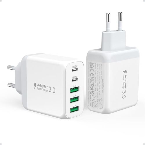 Eryi-2pack Chargeur Usb C, 50w 5 Port 2usb C & 3usb A Chargeur Rapide Multiprise Pour Iphone 15 14 13 12 11 Pro Max/Pro/Plus,Ipa[3792]