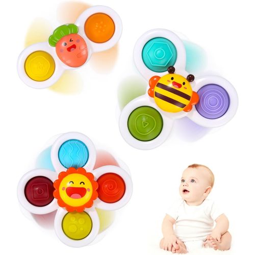 ERYI-3 Pices Jouets Tournants,Jouet  Ventousejouets De Bain Ventouse Spinner Bb (1-3 Ans) Jouets Jouet Sensoriel Pour Bb Jouet De Bain Rotatif Jouet Piscine Pour Bebe Jouet D'veil
