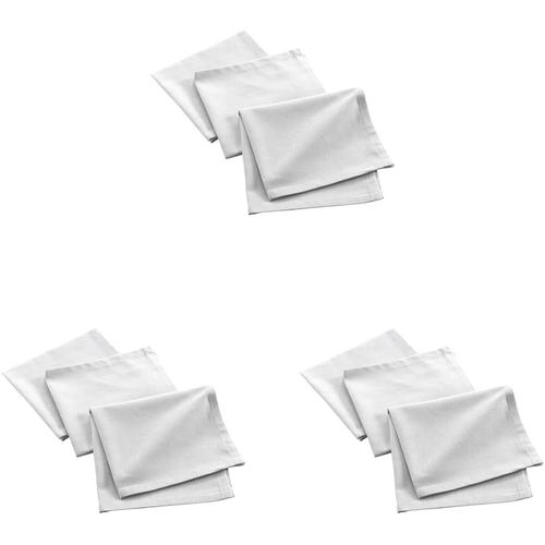 Eryi-, 3 Serviettes De Table (40 X 40 Cm) Mistral Blanc, Coton Recycl (Lot De 3)