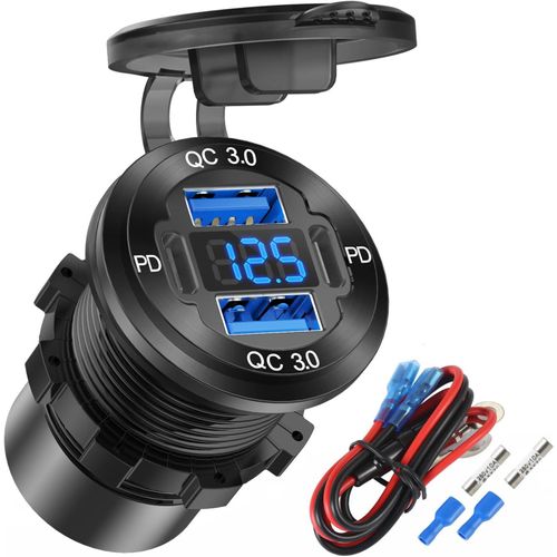 Eryi-4-Port Prise Usb 12v Chargeur De Voiture En Aluminium Avec 78w Dual Pd & Qc Multiple Port, Prise Usb C Encastrable Pour Allu[4337]