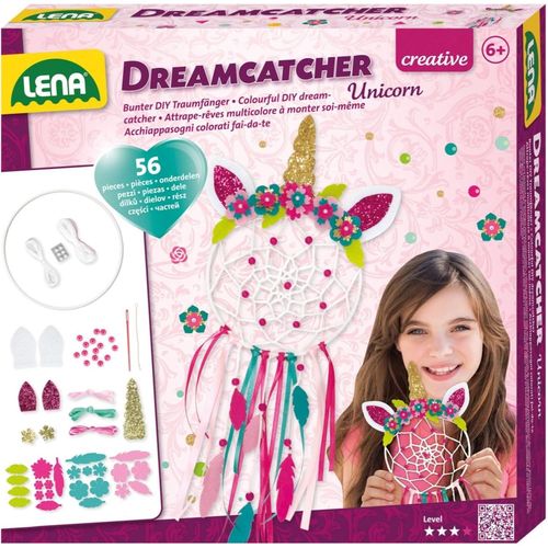ERYI-42701, Kit De Bricolage Dreamcatcher Licorne, 56 Pices, Pour Fabriquer Un Attrape-Rves Avec Anneau, Rubans Et Ficelles Colors, Perles Et Fleurs En Tissu, Kit Pour Enfants  Partir De 6 Ans
