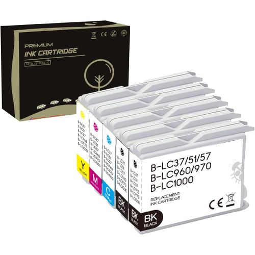 Eryi-5 Cartouches Compatibles Avec Brother Lc970 Brother Lc1000 Pour Brother Dcp 135c 150c 153c 330c 350c 357c 540cn 560cn 750cw 770cw Brother Mfc 235c 240c 440cn 660cn 3360c 5460cn 5860cn 845cw 885c