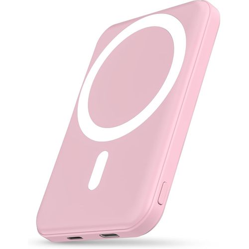 Eryi-5000mah Batterie Externe For Magsafe, Batterie Externe Avec Iphone 20w Pd Charge Rapide,Mini Power Bank Magnetique Sans Fil Avec Type-C Lighting Pour Iphone16/15/14/13/12/Plus/Pro/Max/Mini-Pink