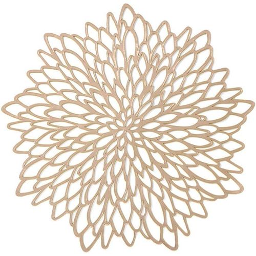 Eryi-6 Pcs Sets De Tables vider Rond, Tapis  Tables En Pvc Antidrapant Lavables Rsistant  L'usure  La Chaleur Sous-Verres Tapis  Ptisserie En Pvc Napperons Dcoration De Table, D'or