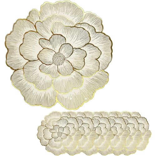 Eryi-6 Pices 38cm Tapis De Table Ronds, Set De Table Or, Sous Assiette De Table Dor, Dor Set De Table Rond Dessous De Verre, Pour La Fte, La Cuisine, La Table  Manger, Le Restaurant, Le Mariage
