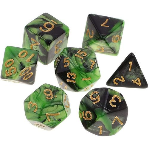 Eryi-7 Pices Ds Polydriques D20 D12 D10 D8 D6 D4 16mm Jeu De Ds En Acrylique Pour Donjons Et Dragons Dnd Dice Rpg Mtg Table Jeux Double Couleur (Vert Noir)