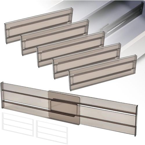 Eryi-8 Pcs Sparateurs De Tiroir Extensible 27.5-52cm Sparateur De Tiroir Rglable Cuisine Separateur Tiroirs Organisateur En Plastique Diviseur De Tiroir Transparent Pour Bureau Placard Commode