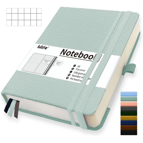 Eryi-A5 Squared Paper Notebook paissi,360 Pages Et 100g/M De Papier Rsistant  L'encre,Carnets De Notes Avec Pochette Pliante Pour Le Bureau cole Maison criture&carnet De Notes(Bleu Vert)