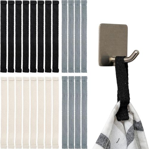 Eryi-Accroche-Serviettes  Coudre, 24 Pices, 150 X 12 Mm Boucles, En Blanc, Gris, Noir, Languettes D'accrochage Pour Torchon, Serviette De Bain, Chiffon, Dcoration, Accessoires De Camping