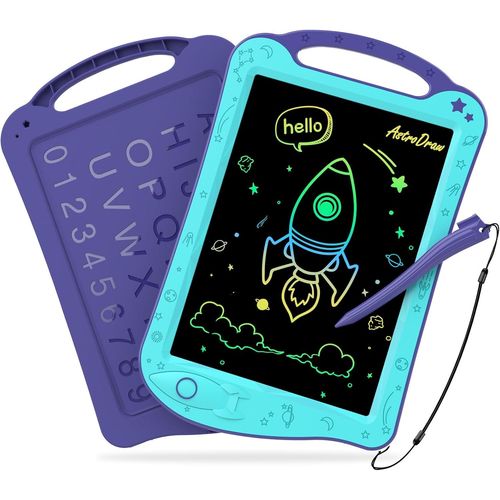 ERYI-Astrodraw Enfant Tablette D'criture Lcd, Jouet Bebe 2 3 4 5 6 Ans Garon Et Fille, Jeux Enfants Educatif - Ardoise Magique, Jouet Spatial, Cadeau Pour Garons Et Filles (Aqua/Violet)