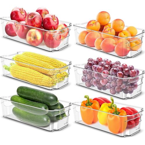 Eryi-Bacs De Rangement Garde-Manger Lot De 6, Mettre De L'ordre Dans Placard Cuisine, Salle De Bain, Les Comptoirs Bureau Avec Multi-Usages Boite De Rangement,Sans Bpa , Clair