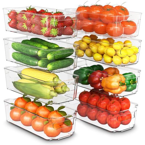 Eryi-Bacs De Rangement Garde-Manger - Lot De 8 Mettre De L'ordre Dans Placard Cuisine, Salle De Bain, Les Comptoirs Bureau Avec Multi-Usages Boite De Rangement - Sans Bpa (Clair)