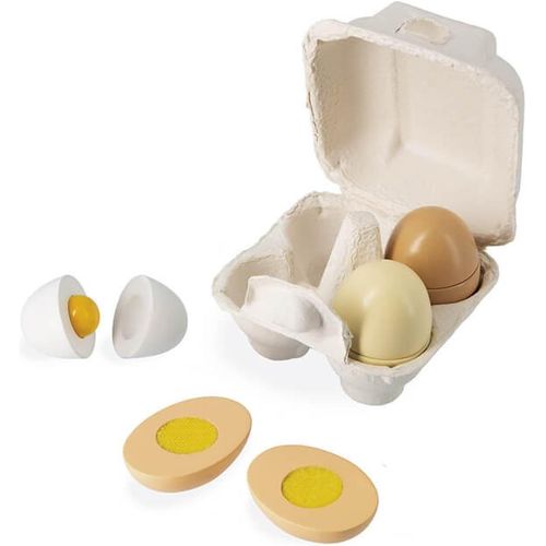 ERYI-- Bote De 4 ?ufs En Bois - Jouet D'Imitation Cuisine Et Dinette