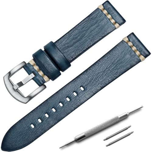 Eryi-Bracelet De Montre Rtro Fait  La Main, Bracelet De Rechange En Cuir Vintage  Libration Rapide, Largeur Au Choix : 20 Mm, 22 Mm