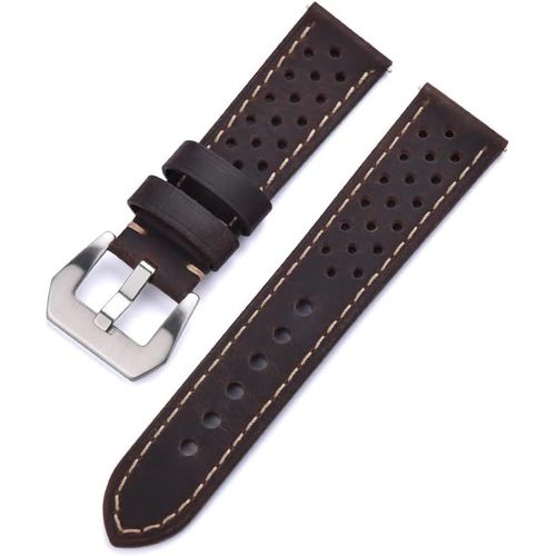 Eryi- Bracelet Perfor En Cuir Et Daim  Boucle En Acier  2 Boucles Incluses  22 Mm