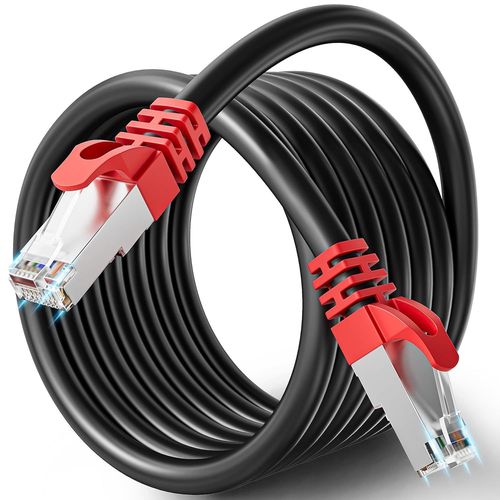ERYI-Cable Ethernet Cat 7 10M, Rj45 Blind Cble Rseau 10 Mtres Extrieur/Intrieur Haute Vitesse 10Gbits Sftp Gigabit Cble Internet Lan Noir Pour Routeur Modem