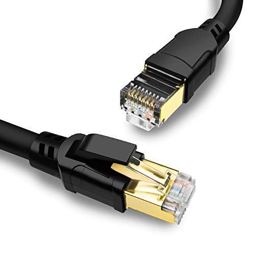 ERYI-Cable Ethernet Cat 8 2M Rj45 Cble Internet Blind 40Gbps 2000Mhz Lan Cble Rseau Haute Vitesse Plus Rapide Que Cat7/Cat6, Pour Switch, Modem, Tv, Router, Poe, Pc, Gaming (Noir)