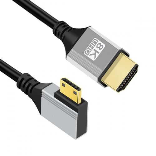 ERYI-Cble Mini Hdmi 2.1 Ultra Fin Coud  90 Degrs Vers La Gauche 8K 4K Cordon Ultra Flexible Ultra Fin Type-A Vers Type-C Pour Camra Hdtv 50 Cm