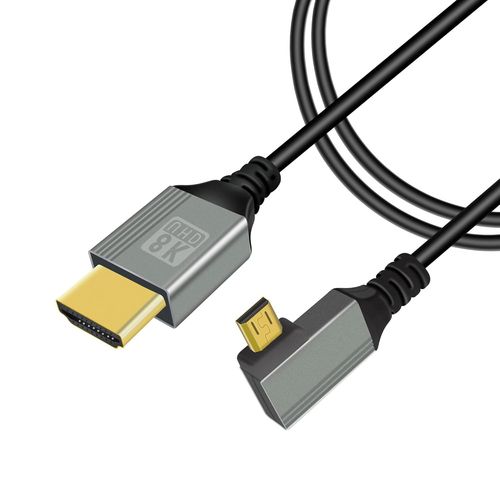 ERYI-Cble Mini Hdmi Vers Hdmi 8K, Cble Mini Hdmi  90 Degrs 2,1 Haute Vitesse 48Gbps, Prise En Charge 8K@60Hz 3D, For Dslr Camera Camcorder, Projector, Hdtv, Laptop(Micro Hdmi Left Angle 1M)