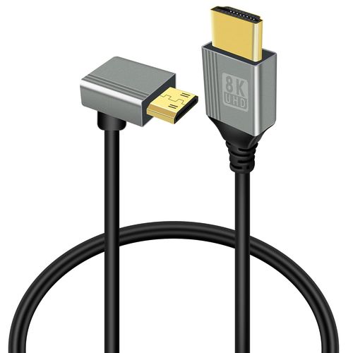 ERYI-Cble Mini Hdmi Vers Hdmi 8K, Cble Mini Hdmi  90 Degrs 2,1 Haute Vitesse 48Gbps, Prise En Charge 8K@60Hz 3D, For Dslr Camera Camcorder, Projector, Hdtv, Laptop(Mini Hdmi Down Angle 0.5M)