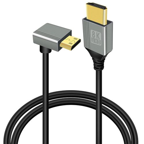 ERYI-Cble Mini Hdmi Vers Hdmi 8K, Cble Mini Hdmi  90 Degrs 2,1 Haute Vitesse 48Gbps, Prise En Charge 8K@60Hz 3D, For Dslr Camera Camcorder, Projector, Hdtv, Laptop(Mini Hdmi Down Angle 1M)