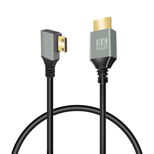 ERYI-Cble Mini Hdmi Vers Hdmi 8K, Cble Mini Hdmi  90 Degrs 2,1 Haute Vitesse 48Gbps, Prise En Charge 8K@60Hz 3D, For Dslr Camera Camcorder, Projector, Hdtv, Laptop(Mini Hdmi Right Angle 0.5M)