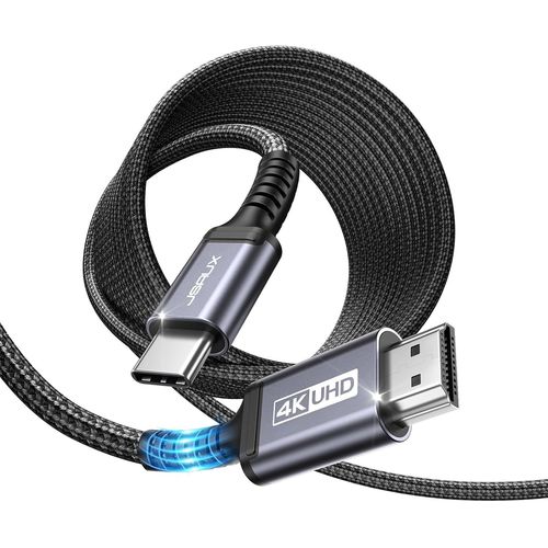 ERYI-Cble Usb C Vers Hdmi 4K 5M, Cable Usb Type C Hdmi 4K Uhd (Compatible Thunderbolt 3) Pour Macbook Pro 2018/2017, Ipad Pro 2018/Air 2020, Samsung Galaxy S20/S10, Surface Book 2, Huawei P40 Etc.
