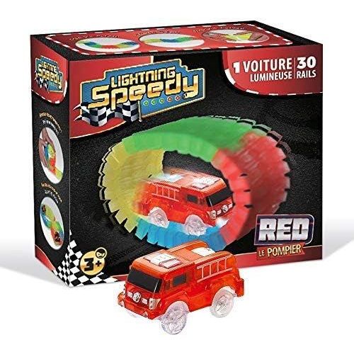 ERYI-Camion Lumineux Red Le Pompier Et 30 Rails Luminescents