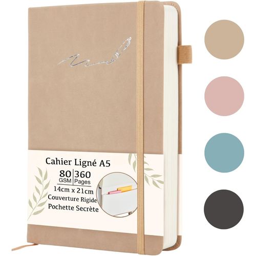 Eryi-Carnet De Notes Grge, Bloc Note A5 Lign, 360 Pages Notebook, Journal Intime Adulte, Carnet D'criture Aesthetic, Agenda Scolaire, Cahier A5, Ecriture Livre