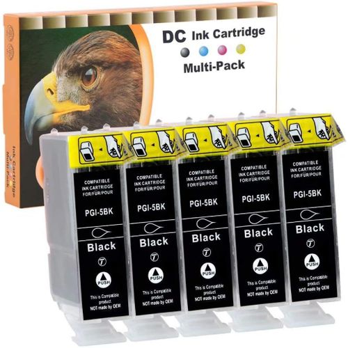 Eryi-Cartouche D'encre Compatible Pour Canon Pgi-5 Cli-8 Pourcanon Pixma Ip5200r Ip5300 Ip6600 Ip6700 Ix4000 Ix5000 Mp500 Mp510 Mp520 Mp520x Mp530 Mp600 Mp610 Mp800 Mp800r Mp810 Mp830 Mp970 (5 Noir)