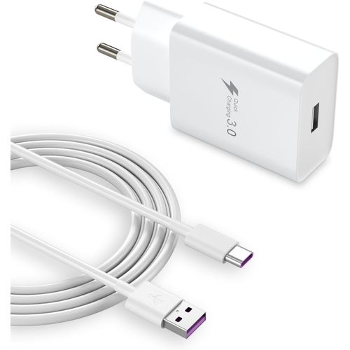 Eryi-Chargeur Secteur Super Rapide 3.0 Pour Samsung Huawei P40 P30 P20 Lite Pro P50 P10 P9 Plus Xiaomi Google Htc Lg Oppo Meiuzu Zte Oneplus Nokia Sony Etc. Avec Cble Type C 2 M