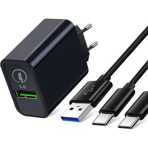 Eryi-Chargeur Secteur Usb Rapide Pour Samsung A52 A51 A72 A71 5g,A70 A50 A80 S20 Plus Ultra A52s A22 M22,S10 S10+,Galaxy Note 20 10 8 9,Huawei P40 P30 P20 Lite Pro,18w Quick Charge 3.0+2m 2m Cable Ty