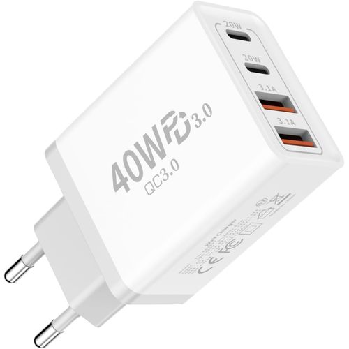 Eryi-Chargeur Universel Usb C,Sortie Totale 40w Bloc Multi Secteur Pour Iphone 15 14 13 12 11 Pro Se Xs,Galaxy A14,A15,A04s,A05s,[3515]