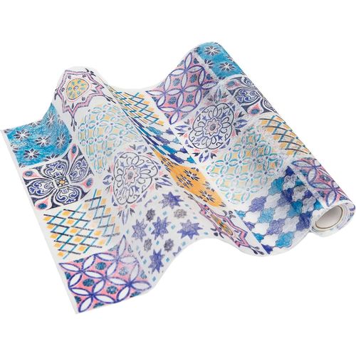 Eryi-Chemin De Table Marocain Gomtrique Bleu En Tissu Pour Anniversaire, Fte D't, Dcoration D'intrieur Colore | Fabriqu  Partir De Polyester  2 M De Long, Souk-Runner