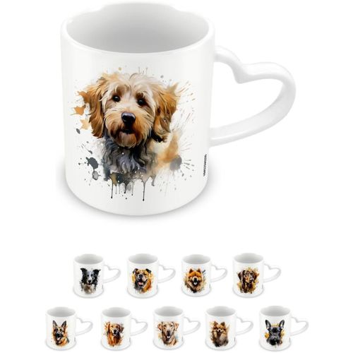 Eryi-, Cockapoo Mug En Cramique Pour Caf Et Chocolat Chaud, Poigne En Forme De C?ur, Collection Love My Dog, 315 Ml, Taille Unique, Blanc