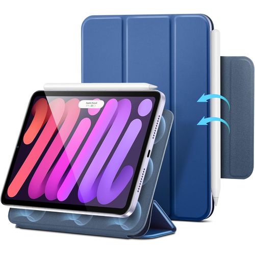 ERYI-Coque Pour Ipad Mini 7, 7E/6E Gnration (8,3 Pouces, 2024/2021), Fine, Support Bidirectionnel  Trois Volets, Magntisme Puissant, Protection Durable, Supporte Pencil Pro/Usb-C, Bleu