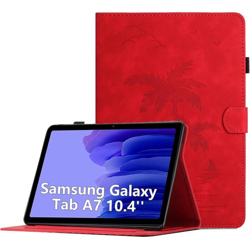 Eryi-Coque Pour Samsung Galaxy Tab A7 10.4 Pouces 2022/2020 Sm-T509 / T500 / T505 / T507 Housse De Protection Multi-Angles tui En Cuir Pu Avec Fente Pour Carte,Auto Rveil/Sommeil, Rouge