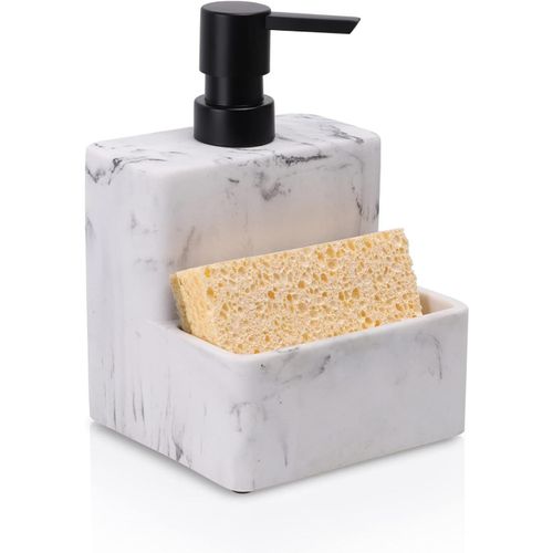 Eryi-Distributeur De Savon Avec Porte-ponge, Aspect Marbre, Distributeur De Savon Liquide Pour Les Mains Et La Vaisselle, Pompe Et Porte-ponge 2 En 1 Pour vier De Cuisine, Salle De Bain, Comptoir