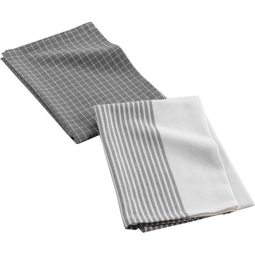 ERYI-Douceur D'Interieur 2 Torchons 50 X 70 Cm Coton Tisse Loft Urbain Gris