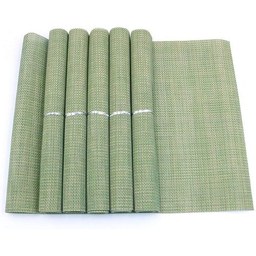 Eryi-Ensemble De 6 Sets De Table 18 X 12 Pouces, Antidrapants, Lavables, Tapis De Table En Pvc, Anti-Dchirures, Rsistants  La Chaleur, Anti-Salissures Et Lavables Pour La Cuisine - Vert