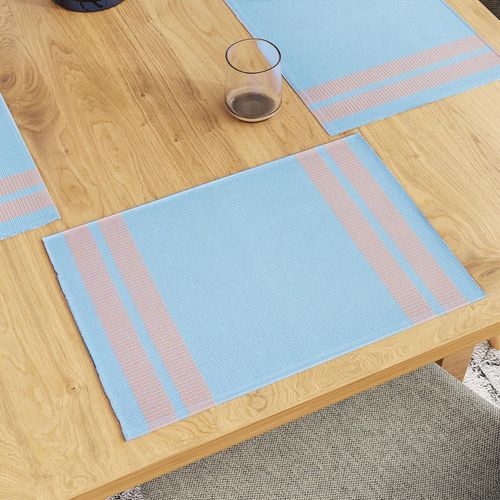Eryi-Ensemble De Sets De Table Pour Salle  Manger Lot De 6 | Couleur chelle Bleu | Set De Table En Coton  Ctes Fines | Taille 46x32 Cm | Lavable En Machine