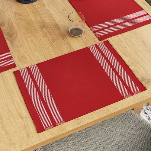Eryi-Ensemble De Sets De Table Pour Salle  Manger Lot De 6 | Couleur chelle Rouge | Set De Table En Coton  Ctes Fines | Taille 46x32 Cm | Lavable En Machine