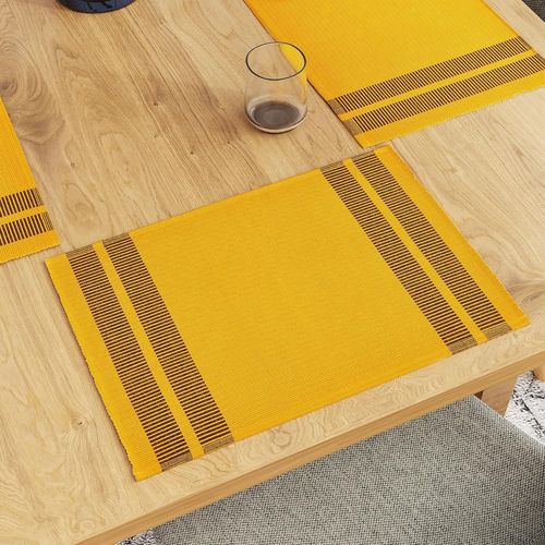Eryi-Ensemble De Sets De Table Pour Salle  Manger Lot De 6 | Couleur Ladder Yellow | Set De Table En Coton  Ctes Fines | Taille 46x32 Cm | Lavable En Machine