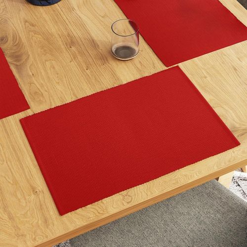 Eryi-Ensemble De Sets De Table Pour Salle  Manger Lot De 6 | Couleur Rouge Solide | Set De Table En Coton  Ctes Fines | Taille 48x32 Cm | Lavable En Machine
