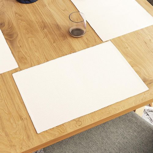 Eryi-Ensemble De Sets De Table Pour Salle  Manger Lot De 6 | Couleur Solide Au Blanc | Set De Table En Coton  Ctes Fines | Taille 48x32 Cm | Lavable En Machine