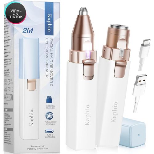 Eryi-pilation Du Visage Pour Femme : Appareil D'pilation lectrique 2 En 1 Pour Menton, Lvre Suprieure, Pche Et Tondeuse  Sourcils Rechargeable Pour Sourcils Avec Lumire (Bleu)