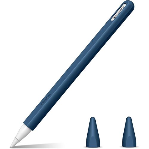 Eryi-tui Compatible Avec Pencil (2me Gnration), Coque De Protection Pochette En Silicone Souple Lger Avec 2 Couvercles De Pointe Pour Stylo Ipad Pro 11/12.9 Ipad Air 4, Bleu
