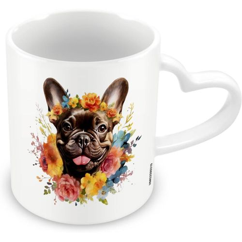 Eryi-, Frenchie Mug En Cramique Pour Caf Et Chocolat Chaud, Poigne En Forme De C?ur, Collection Love My Dog, 315 Ml, Taille Unique, Blanc